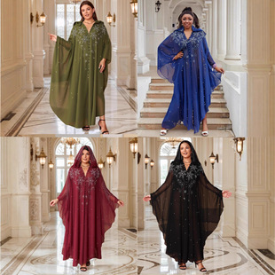 Cross-Border African and European-Style Dresses, Gowns, Pearl Chiffon Heavy-Duty Rhinestone and Bead Embellished Dresses, Factory Direct Chiffon Dresses in Stock