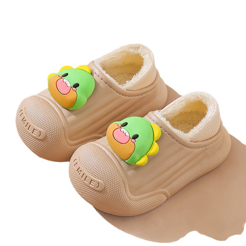 Otoño y invierno bolsas de tacones de algodón para niños, zapatillas de algodón para niños y niñas, zapatillas de algodón para niños pequeños y medianos