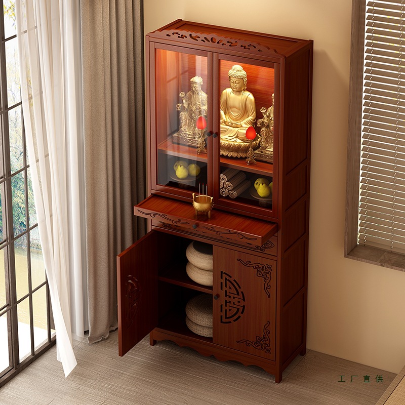 Altar and Shrine Integrated Buddhist Niche, New Chinese-Style Standing Cabinet, Guanyin Bodhisattva Incense Table, Home Main Hall Altar Cabinet, Storage Cabinet