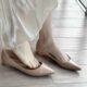 PD05 Huizhou Women's Shoes Not Tired Feet Advanced Sense Pointed plus size Shallow Mouth Shoes 34-43 Red Bottom Nude Flat Shoes