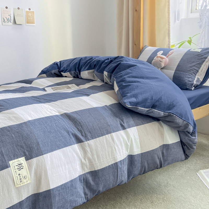 Ropa de cama de dormitorio de estudiantes universitarios de algodón de tres piezas, sábana de algodón, funda de edredón, sábana, dormitorio de hombres y mujeres, juego de seis piezas, cuatro
