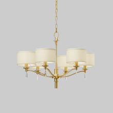 美式简约布艺吊灯全铜乡村led餐厅卧室灯新中式客厅大灯