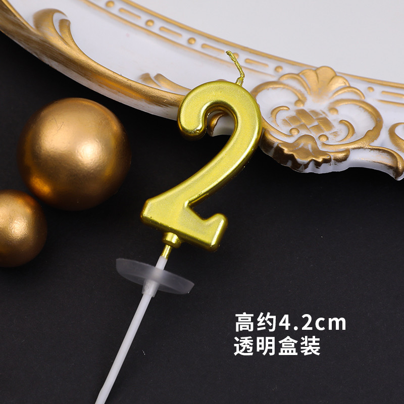 Vela de cumpleaños digital dorada, decoración de pasteles de cumpleaños para niños, decoración de postres de fiesta de celebridades de Internet, complemento de mesa