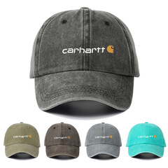 新款时尚字母印刷CARHARTT水洗棒球帽软顶鸭舌帽男女户外防晒遮阳