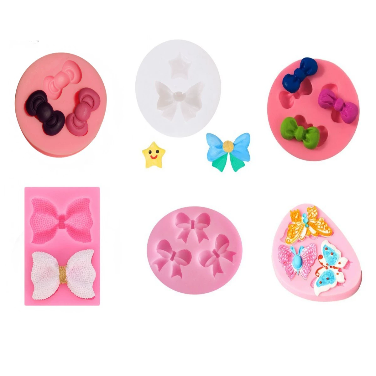Кондитерская мастика с бантиком, акриловая силиконовая форма, ручная работа