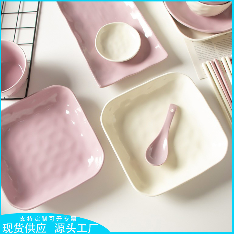 Stone-Patterned Tableware and Dish Set for Home Use, Korean-Style Ins Trendy Ceramic Rice Bowls, Plates, and Soup Bowls Stone-Patterned Tableware and Dish Set for Home Use, Korean-Style Ins Trendy Ceramic Rice Bowls, Plates, and Soup Bowls
