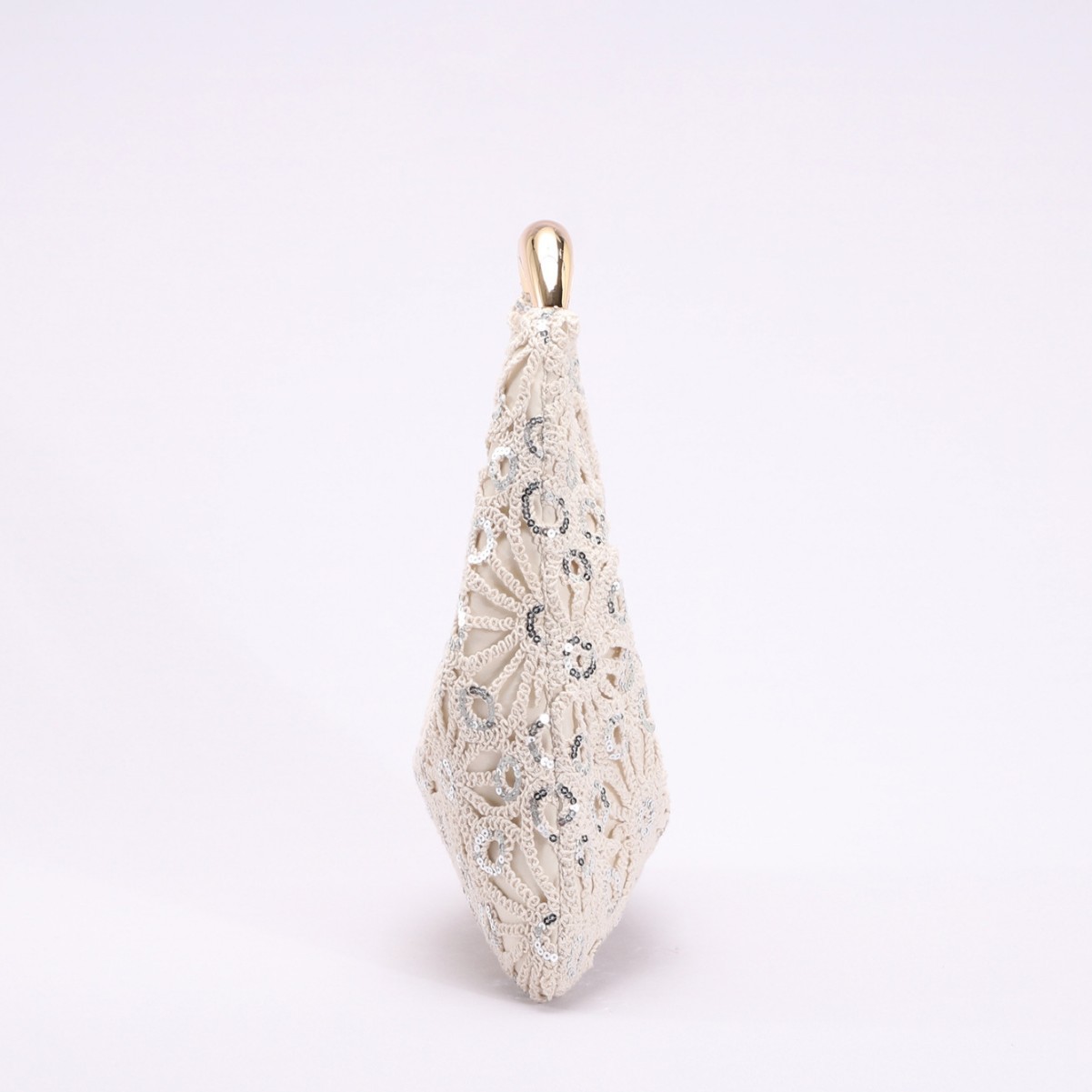 Cross-Border Women's New Sequin Hollow Crochet Bag Flower Pattern Vacation Style Crescent Handbag - Thumbnail 3