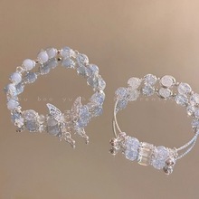 爆花蝴蝶串珠手链女2024夏季小众设计感甜妹手串超仙学生闺蜜手饰