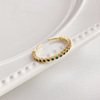 Green golden water, zirconium, ring with stone, silver 925 sample, Korean style, 14 carat white gold, micro incrustation