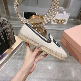 2024春新款平底百搭休闲鞋渔夫鞋一脚蹬麻绳编织鞋懒人鞋刺绣潮鞋