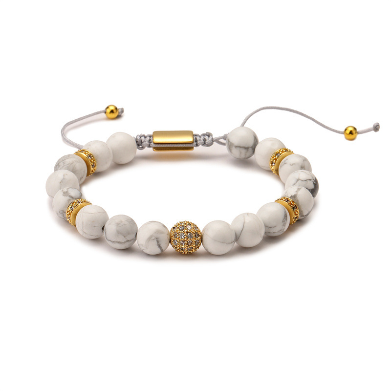 Amazon Venta caliente de piedra natural ágata pulsera tejida a mano de piedra natural pareja pulsera de cuentas