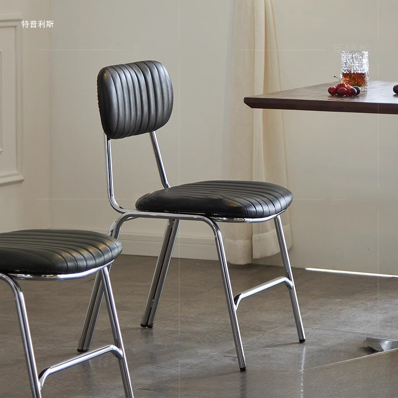 Retro Iron Dining Chair Modern Simple Industrial Style Leather Restaurant Chair Nordic Bar Cafe Back Chair