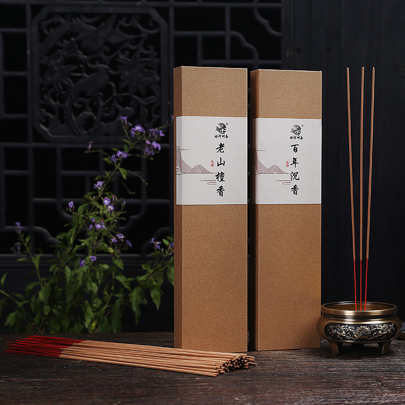 厂家直供老山檀香供佛香家用室内沉香拜神礼佛竹签立式线香财神香|ms