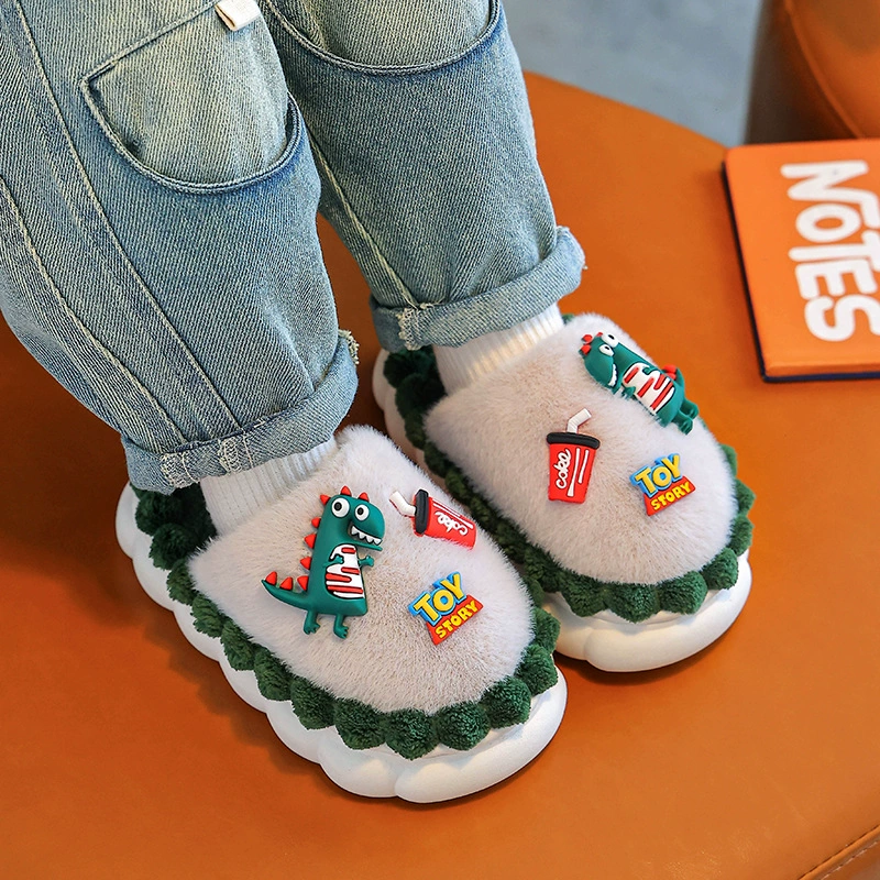 Симпатичные мультяшные детские хлопчатобумажные тапочки осень-зима новые нескользящие волосы плюшевые мальчики девочки утолщенные родитель-ребенок теплые хлопковые шлепанцы