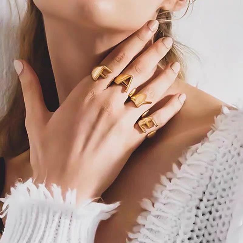 Fashion Letter Copper Plating Open Ring 1 Piece