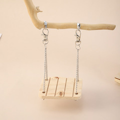 Small Pet Natural Wood Climbing Toy, Wooden Swing, Can Be Hung, Wooden Hamster Baby Chewing Toy, Hanging Swing
