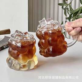 跨境葡萄玻璃杯ins风咖啡杯耐热高硼硅带把牛奶拿铁杯水杯果汁杯
