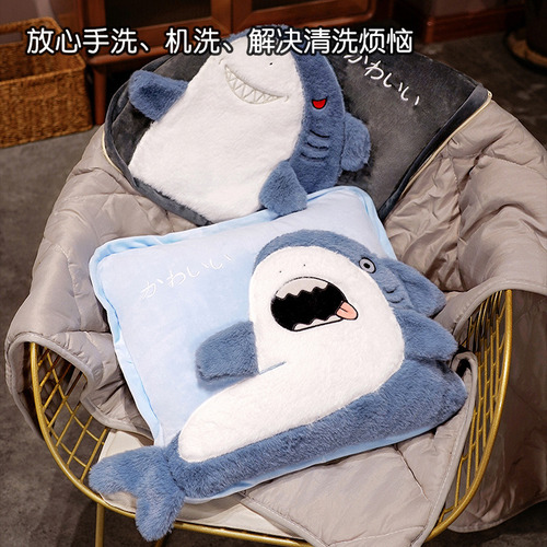 Internet celebrity shark series office lunch break pillow lumbar pillow quilt dual-purpose sofa living room nap blanket two-in-one