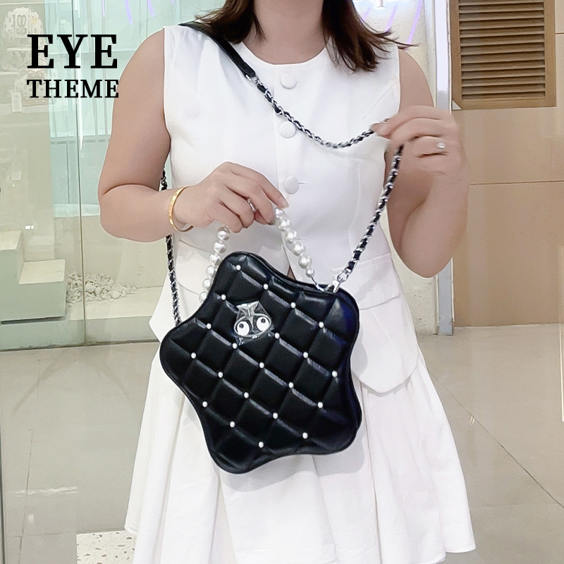 Nuevo bolso de mujer de estilo PU bordado perla de alta gama estereotipado lindo bolso de cadena pequeño bordado de estrellas 2773 #