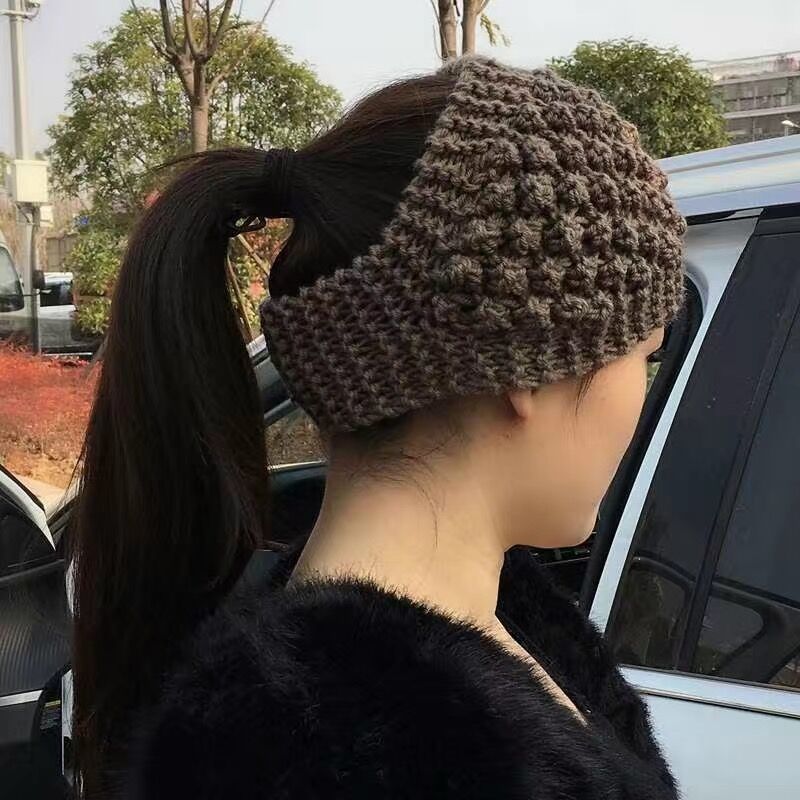 パイナップルの花の広い縁のヘアバンドの韓国版は白い髪を隠して帽子をかぶってニットします。|undefined