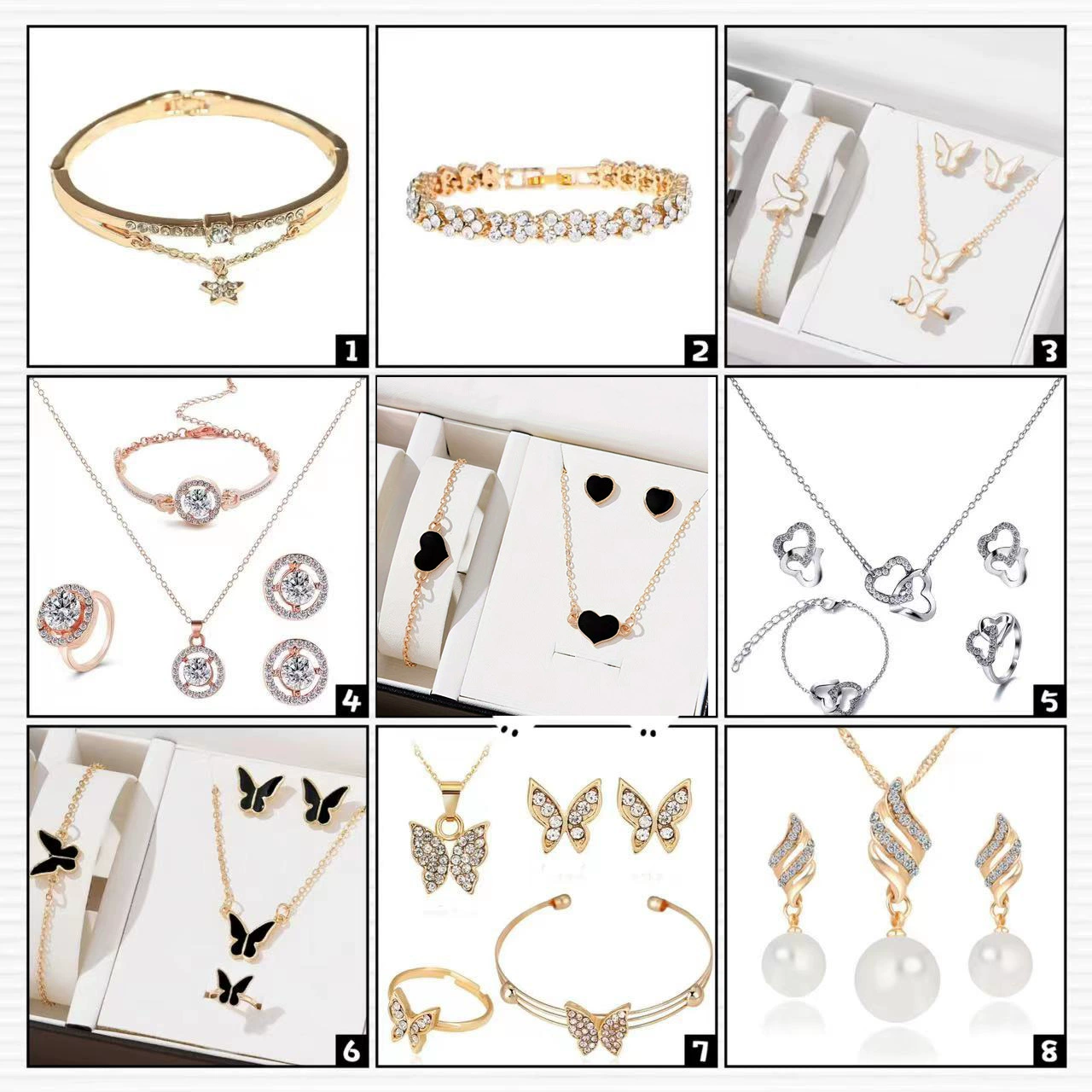 Новый европейский и американский ювелирный набор женский модный темперамент личность стразы циркон ожерелье серьги кольцо часы аксессуары