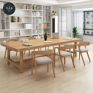 Nordic Solid Wood Office Desk Home Living Room Log Large Desk Study Table Simple Library Long Table Conference Table