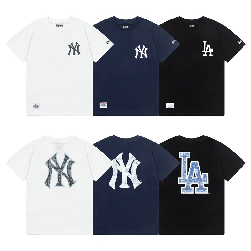 Correct Version of High-Quality Mlb Korean Trendy Brand Summer New Ny Large Logo Printed Loose Short-Sleeved T-Shirt for Men and Women