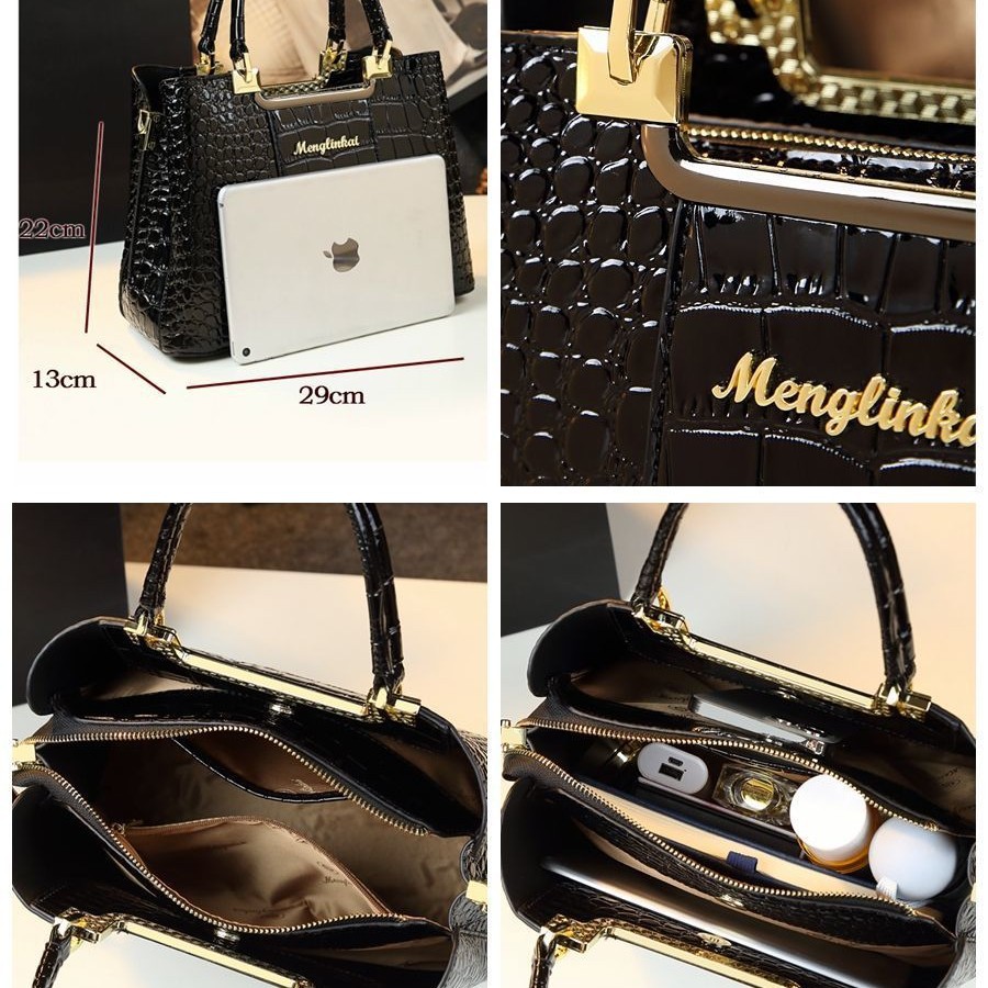 Bolso de Mano de Piel de Cocodrilo de Alta Gama 2026, Sensible a la Presión, Elegante y Moderno para Mujeres de Mediana Edad