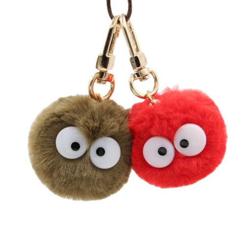 Cute Coal Ball Plush Ball Charms Creative Bag Phone Case Charm Earphone Box Accessory Fairy Charm