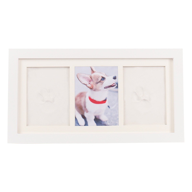Solid wood photo frame decoration pet souvenir cross-border export hot sale cat dog paw print hand footprints record manufacturer