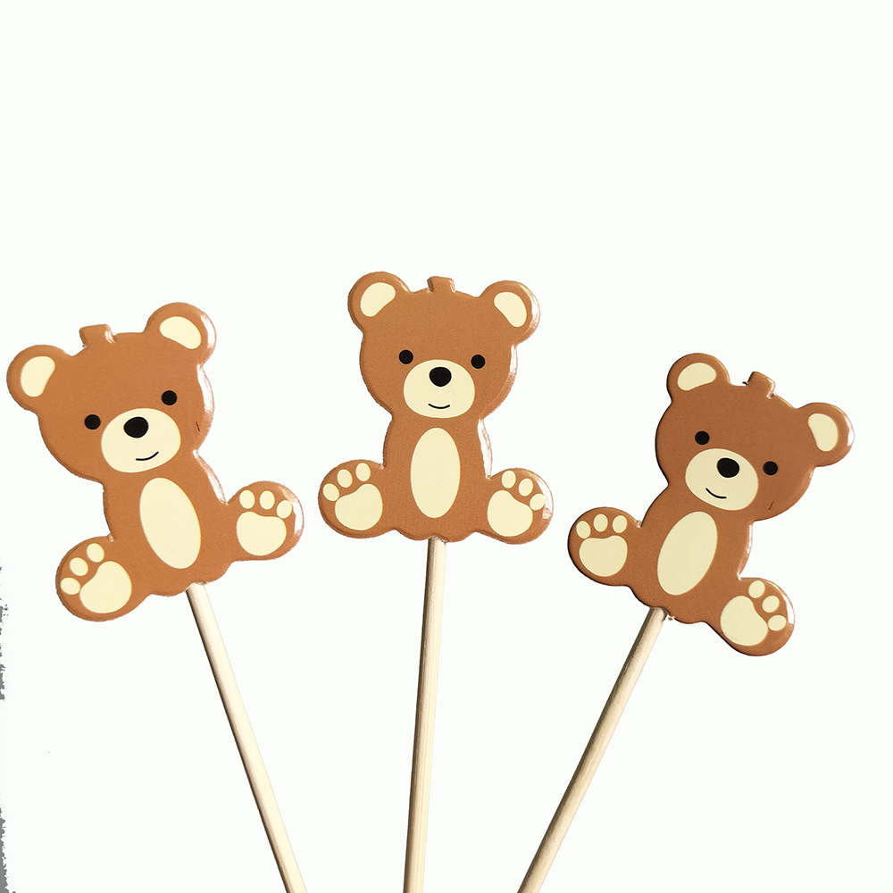 Description Picture 2 of item10pcs Cute Bear Food Picks Cake Dessert Toothpicks Fruit Forks Wedding Birthday Party Baby Shower Decoration Supplies Christmas