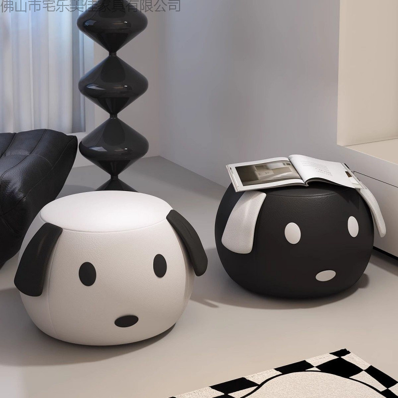 Cartoon Small Stool for Guests, Low Stool for the Entrance, Shoe-Changing Stool, Simple Sofa Stool, Round Stool for Rental House