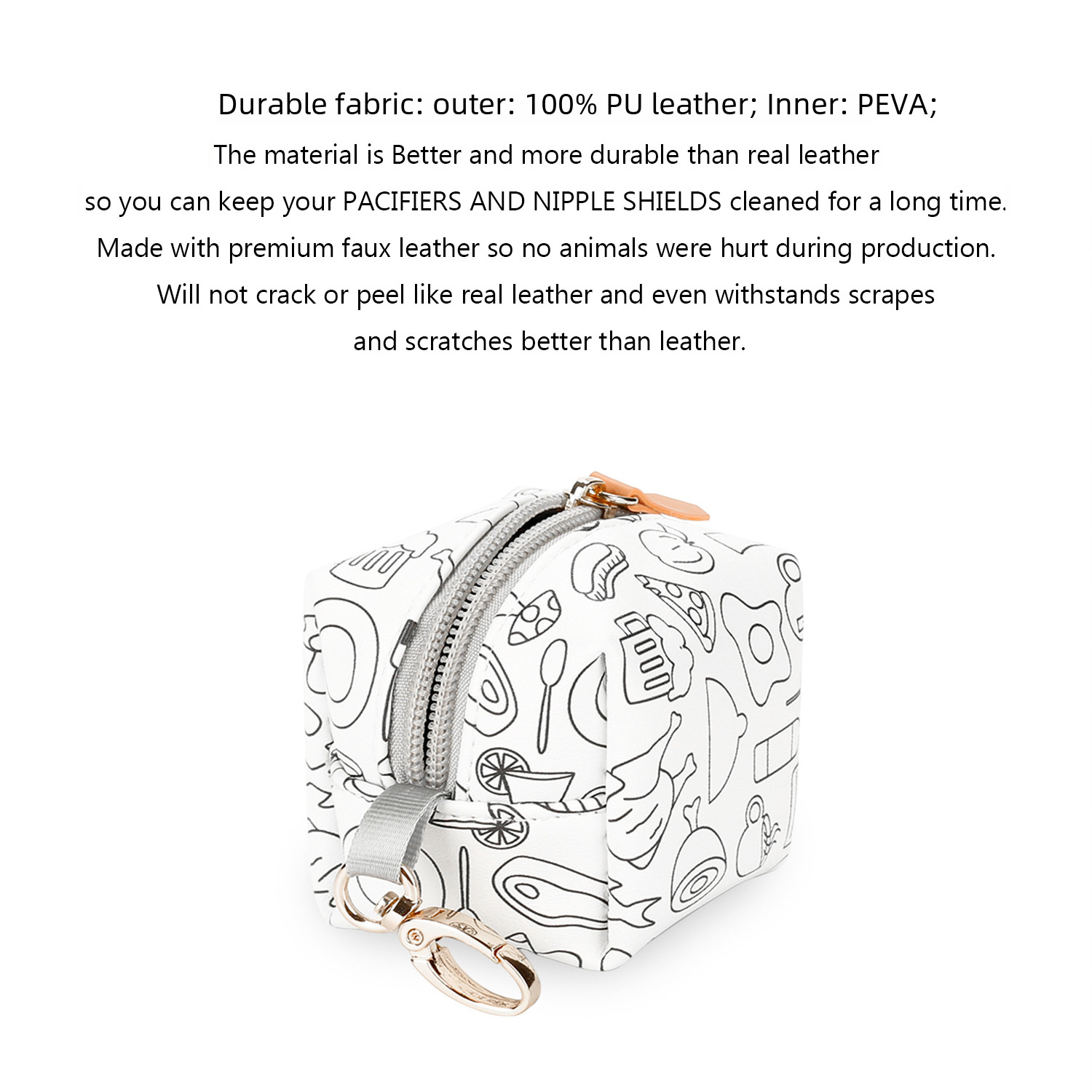 pu waterproof pacifier bag can be hung with mummy bag and other pacifier case pacifier box cpc test certificate