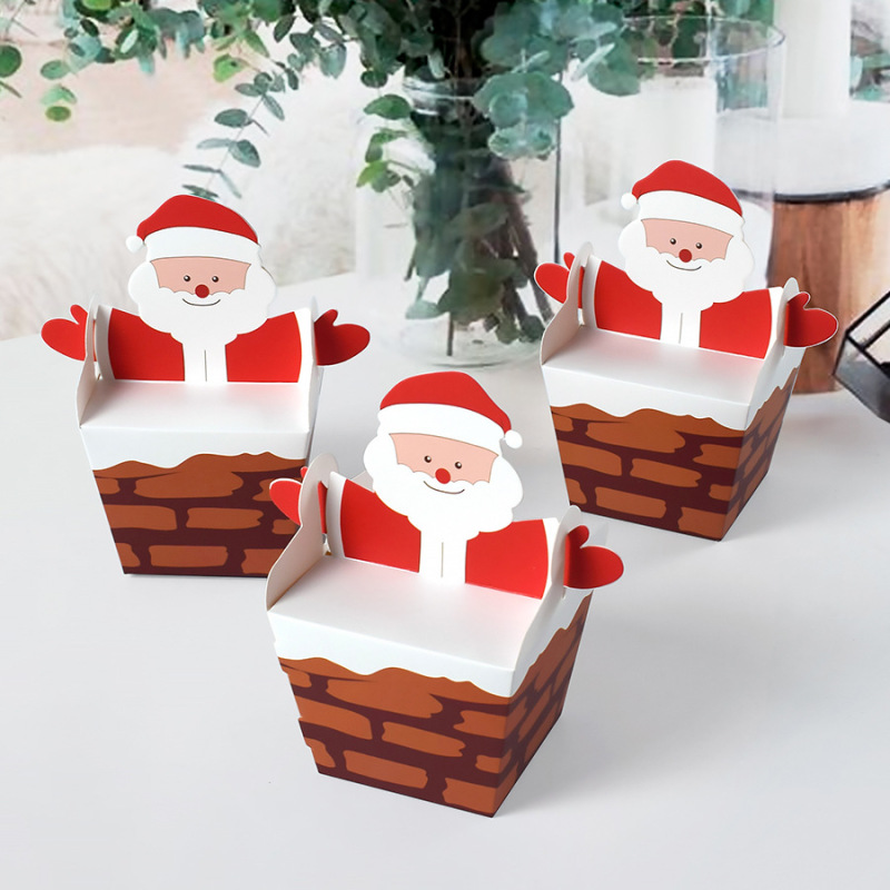 立体漫画クリスマスギフト包装箱サンタクロースが煙突に登る箱キャンディー箱10pcs/バッグ|undefined