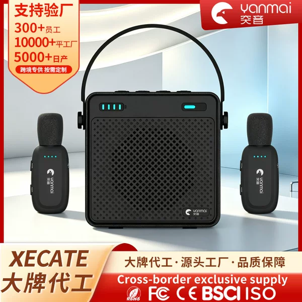 Cross-border new model, clip-on microphone with amplified sound, smart Bluetooth mini speaker, dual microphone, portable outdoor amplifier