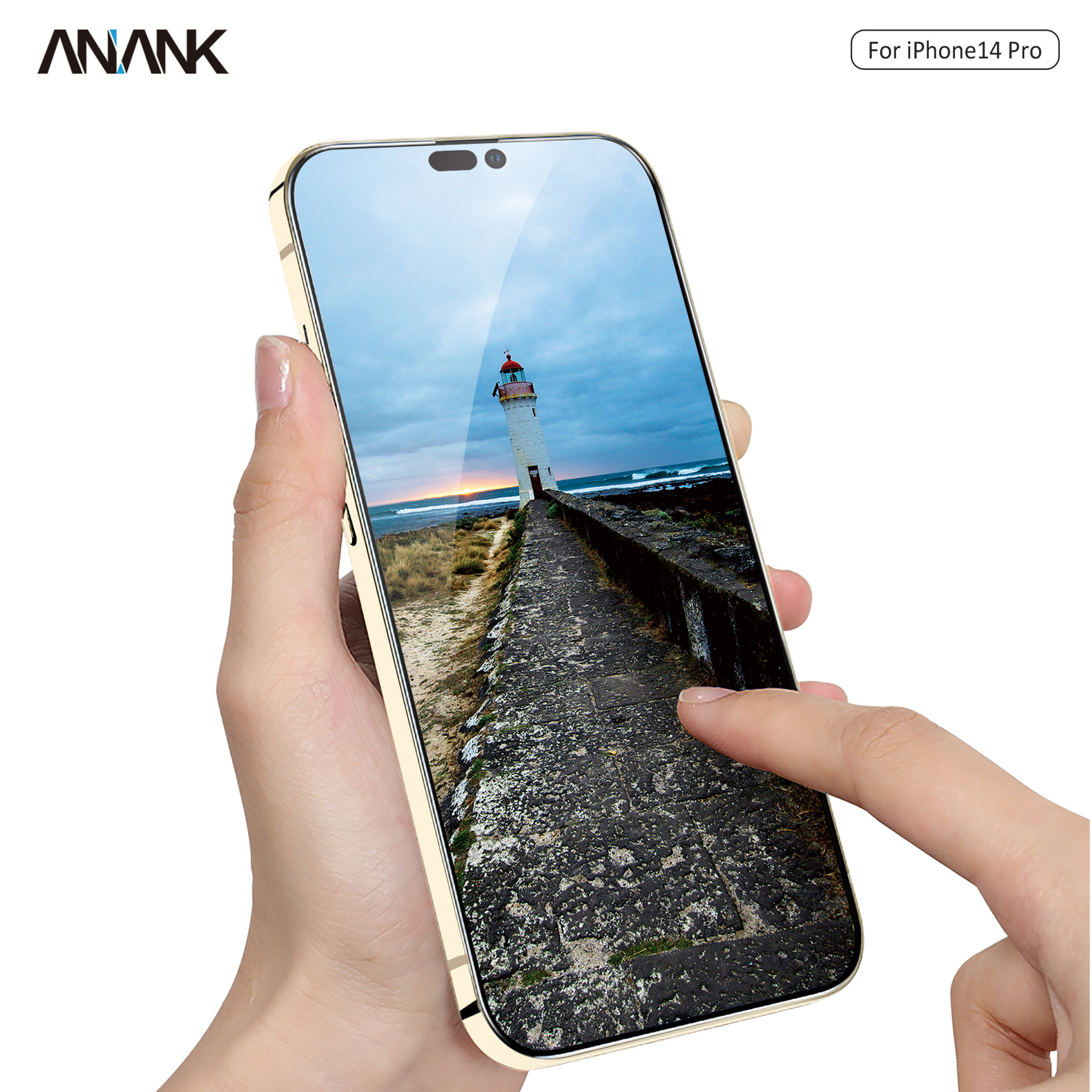 ANANK marca iPhone15Pro pantalla de seda dos fuerte película templada galvanoplastia capa oleófoba 15PROMAX etiqueta protectora