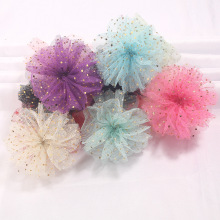 8cm波点双层布艺网纱手工头花鞋花帽花头饰服饰发夹发带DIY配件