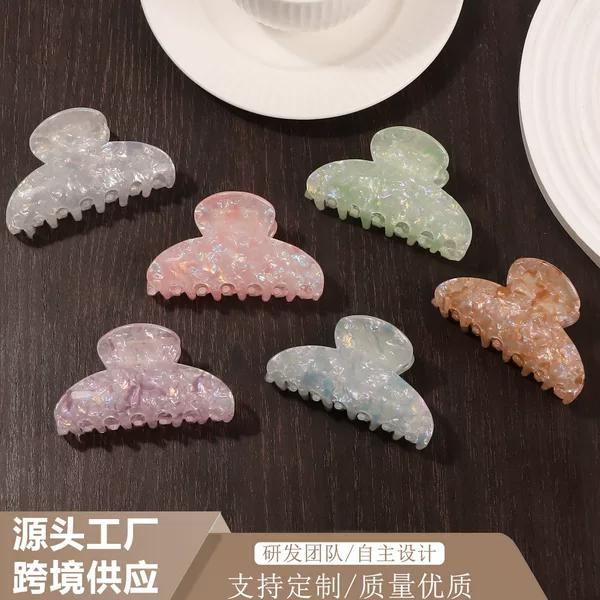 Cross-Border Gradient Imitation Acetate Hair Clip, Medium-Sized Hairpin, Fresh and Sweet Shark Clip Hair Accessory, Women's Hair Ornament Wholesale