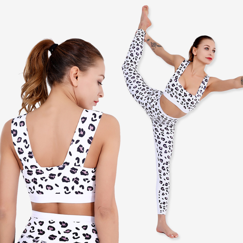 Sample European and American Yoga Suit Women's High Waist Elastic Fitness Suit Sports Bra Slim Fit Tight Pants Two Pieces