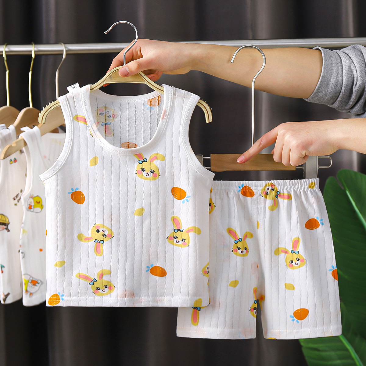 2024 nuevos niños chaleco traje de verano algodón niños sin mangas niñas pantalones cortos ropa de algodón traje de bebé