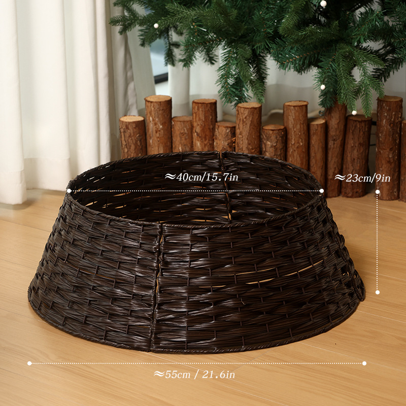 Nuevos árboles de Navidad transfronterizos cercas de base de árbol trenzado a mano canasta de árbol ins falda de árbol de Navidad pie de decoración