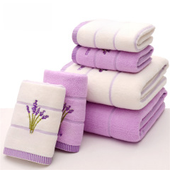 毛巾浴巾套裝32股棉薰衣草套巾香味三件套 禮品商務回禮一件代發