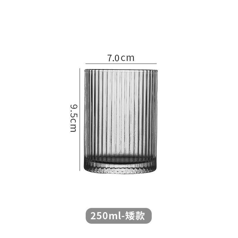 Tazas de vidrio a rayas verticales japonesas tazas de jugo caseras tazas de café rojo tazas de cóctel tazas de cerveza fría tazas de whisky