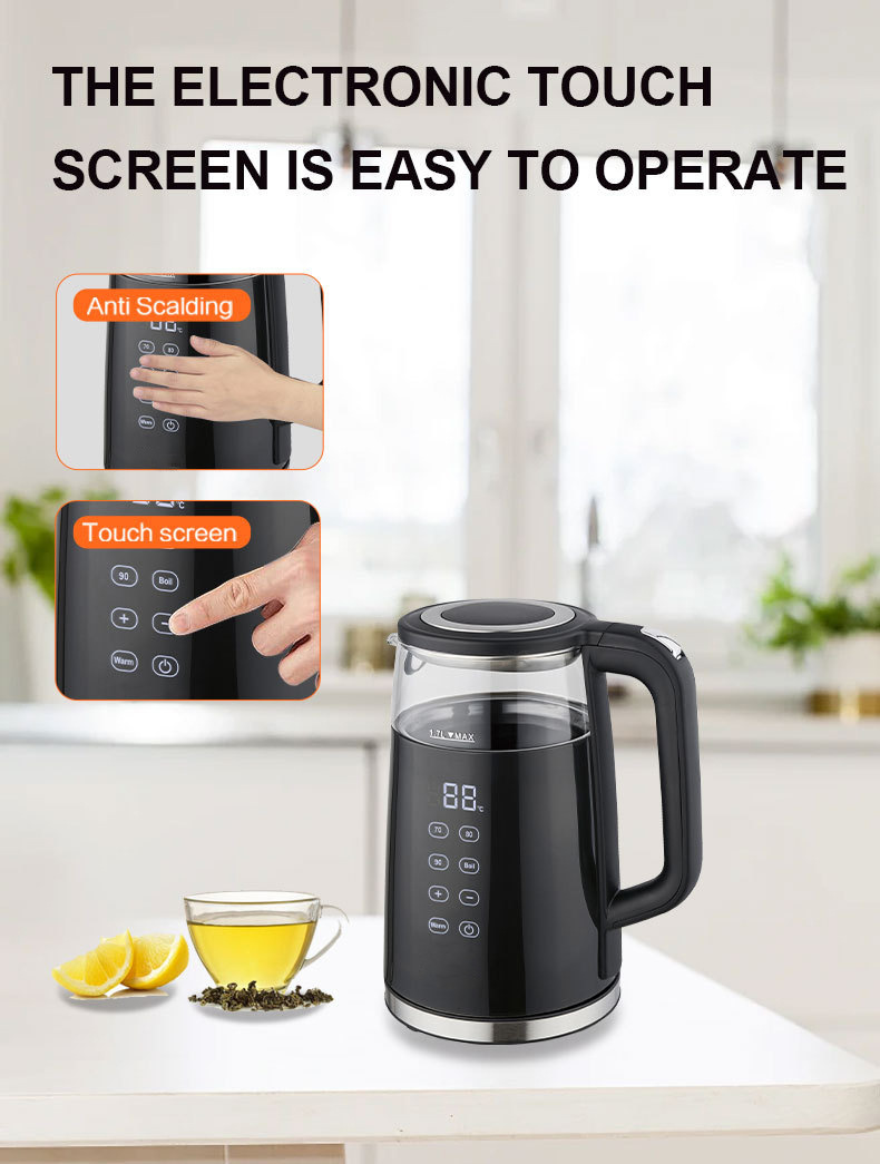 Electric Glass Kettle With Smart Touch Screen Temperature Control_voghion.com
