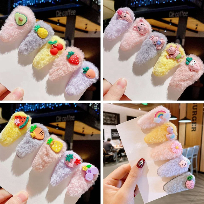 plush cartoon hairpin