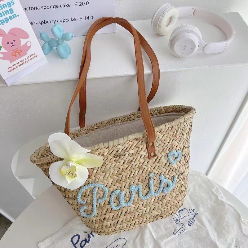 2026 New Cross-Border Straw Woven Bag for Women, Trendy Woven Tote Handbag, Beach Vacation Bag, Bridesmaid Bag