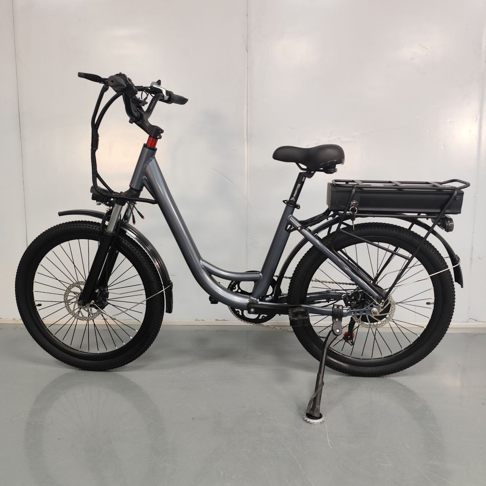 ROCES 26 inch Electric Bicycle Lightweight Step-Through Mountain Bike (Auto Parts and Accessories) - black-250w48v8a