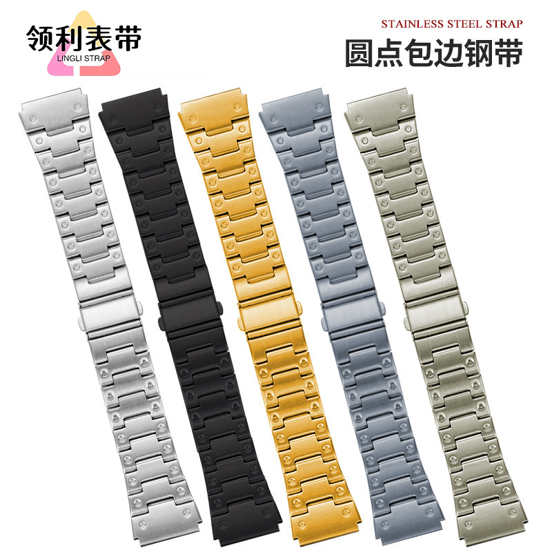 For Apple applewatch Huawei GT Stainless Steel Sheet with Dot Edge Iwatch Smart Watch Strap