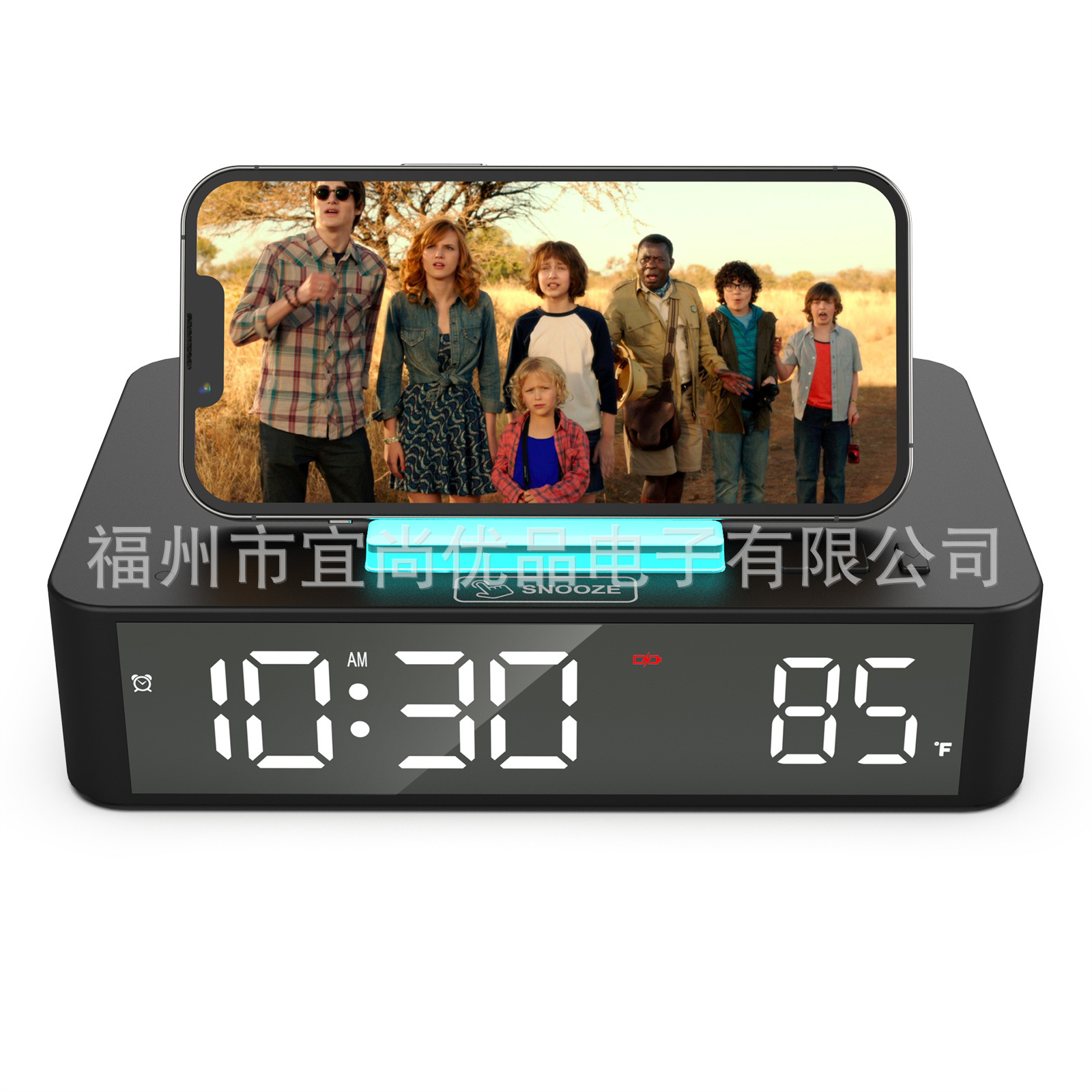 Amazon Cross-Border New Creative One-Touch Adjustable 10W Wireless Charging Alarm Clock Led Mirror Digital Clock Desk Clock