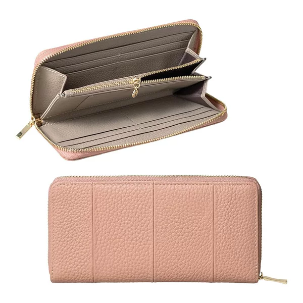 New cross-border women's genuine leather wallet, Korean style fashionable cowhide purse, spliced long multi-card slot ultra-thin zipper bag